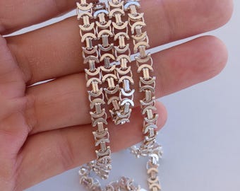 5,5 mm Euro King Byzantijnse ketting, platte Bali Byzantijnse ketting van 925 sterling zilver voor mannen en vrouwen