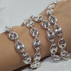 Mariner Necklace, Puffed Anchor Link, Hollow Chain, 925 Sterling Silver, Gift Pendant for Women & Men, 10.5 mm, Unisex Stylish Jewelry