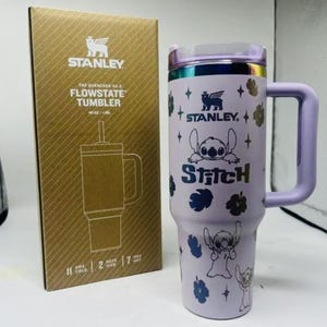 Stanley Tumbler Special Gift Custom Lilo & Stitch Stanley Tumbler 40oz Laser Engraved Water Bottle image 1