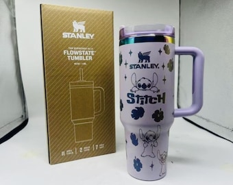 Stanley Tumbler Special Gift Custom Lilo & Stitch Stanley Tumbler 40oz Laser Engraved Water Bottle