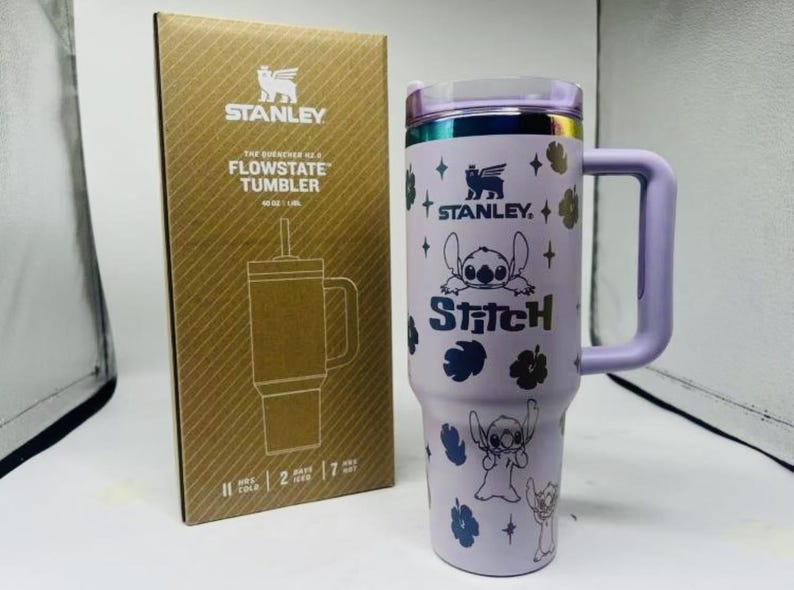 Stanley Tumbler Special Gift Custom Lilo & Stitch Stanley Tumbler 40oz Laser Engraved Water Bottle image 1