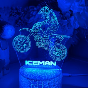 Personalised Dirt bike 3d  |Table Lamp|16 Colours Remote|Birthday Colours Remote|Gift Baptism Gift |Christening Gift| Boy Keepsake
