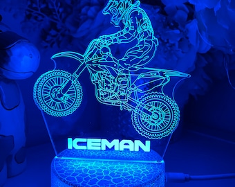 Personalised Dirt bike 3d  |Table Lamp|16 Colours Remote|Birthday Colours Remote|Gift Baptism Gift |Christening Gift| Boy Keepsake