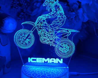 Lampe de chevet veilleuse moteur harley davidson avec télécommande