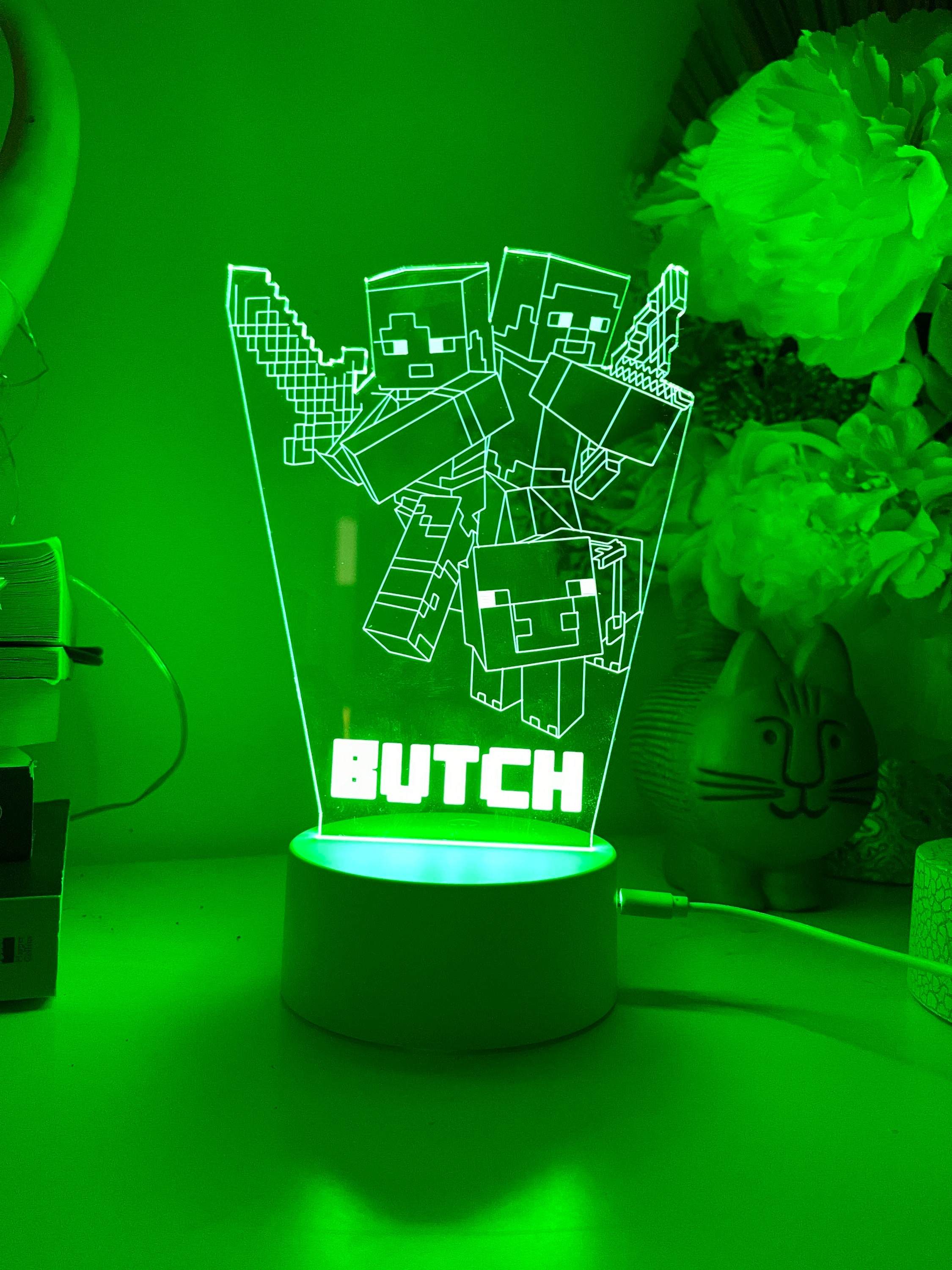 Personalised 3D Block Game table Lamp16 Colours Etsy
