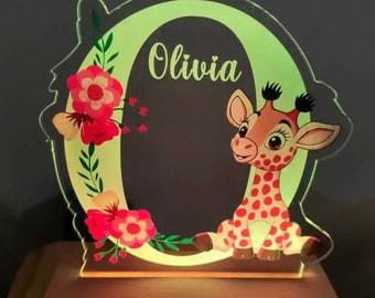 Custom Acrylic Night Lamp Personal Baby Name Cartoon Light Gift for Kids Children Home Bedroom Decoration Animal Lamp