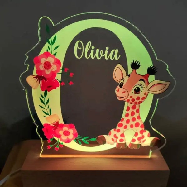 Custom Acrylic Night Lamp Personal Baby Name Cartoon Light Gift for Kids Children Home Bedroom Decoration Animal Lamp