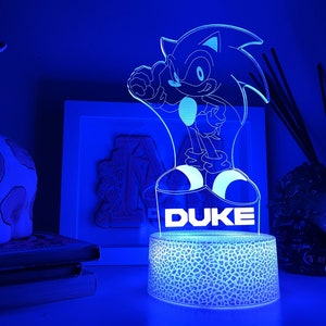 Personalsied 3D sonic Night Light/ 16 Colours Change Remote / Birthday Gift/ Christmas Present/ 3D Acrylic/ Room Decoration Unique Gift