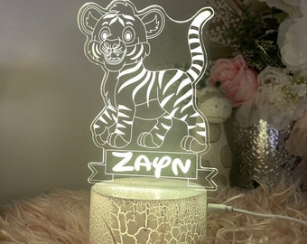 Personalised  Tiger |Table Lamp|16 Colours Remote|Birthday Gift|Birthday gift| Kid Room Decor Lamp