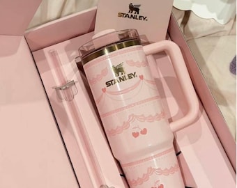 Cherry Aesthetic tumbler handle and straw 40 oz stanley