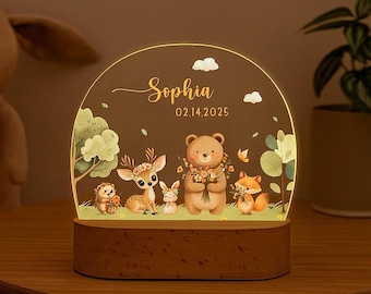 Personalized Animal Night Light | Custom Name Nursery Decor