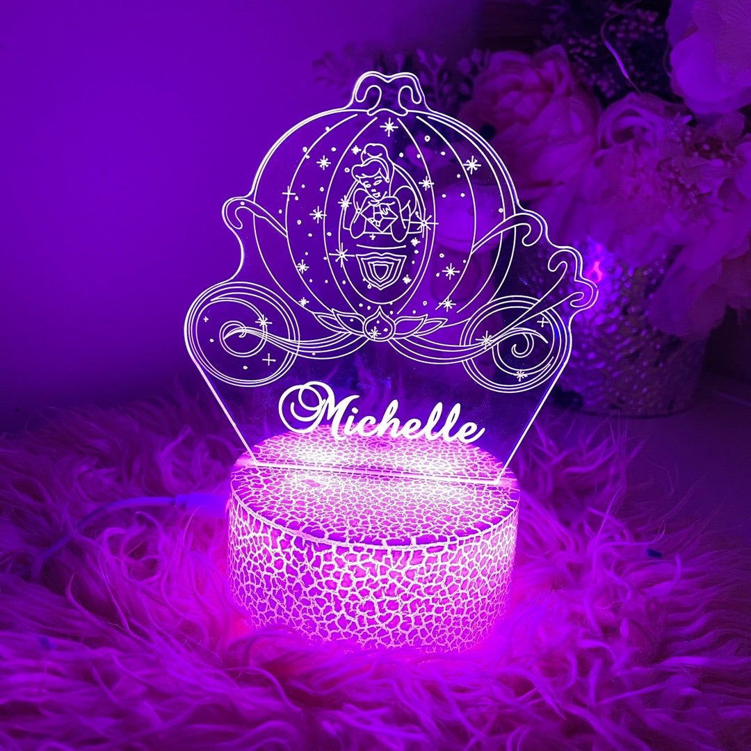 Personalized Princess Carriage LED Lamp | 16 Color Remote, Night Light ...