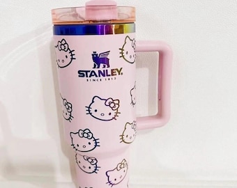 Stanley Tumbler Special Gift Custom Hello Kitty Stanley Tumbler 40oz Laser Engraved Water Bottle pink colour
