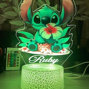 以下が含まれることがあります： 緑と青の漫画のキャラクターが赤い花を持っていて、その下に「Ruby」という名前が書かれています。キャラクターは緑と白のテクスチャのベースが付いた白いベースの上にあります。