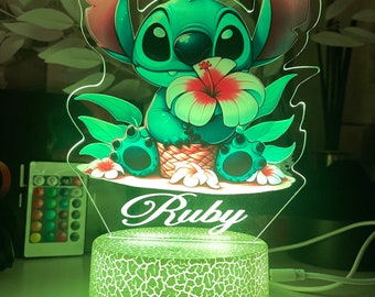 Personalised Lilo stich   |  Colourful  Night Light/ 16 Colours Change Remote / Birthday Gift/ Christmas Present/ 3D Acrylic/