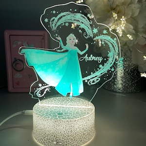Personalised Elsa | Colourful Night Light/ 16 Colours Change Remote ...