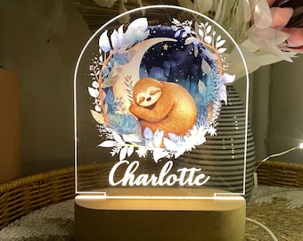 Personalised Sloth Australian Animal Night Light |Custom Name | birthday gift | Kid nursery room