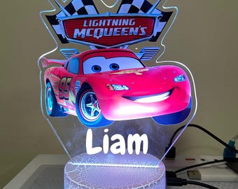 Personalised Lightning Mc queen  Colourful  Night Light/ 7 Colours Change Remote / Birthday Gift/ Christmas Present/ 3D Acrylic