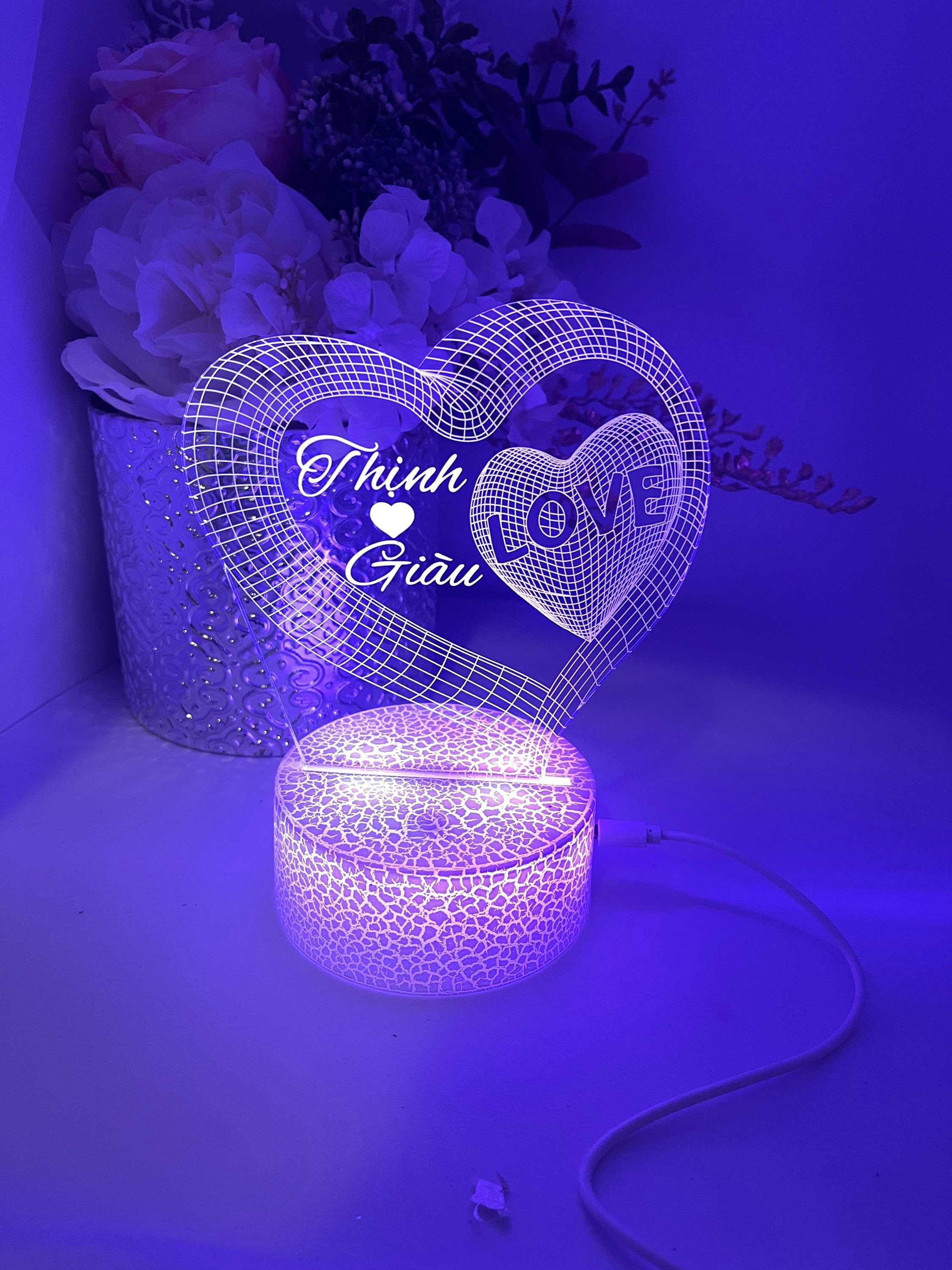 Personalised Heart shape | Anniversary |Table Lamp|16 Colours Remote|Birthday Gift| Anniversary Lamp| Desk lamp| Lover light Valentine
