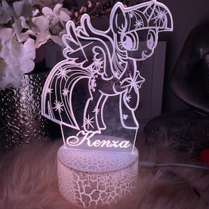 Personalised Little Pony |Table Lamp|16 Colours Remote|Birthday Gift|Pony lamp |Christening Gift| Room Decoration Unique Gift |