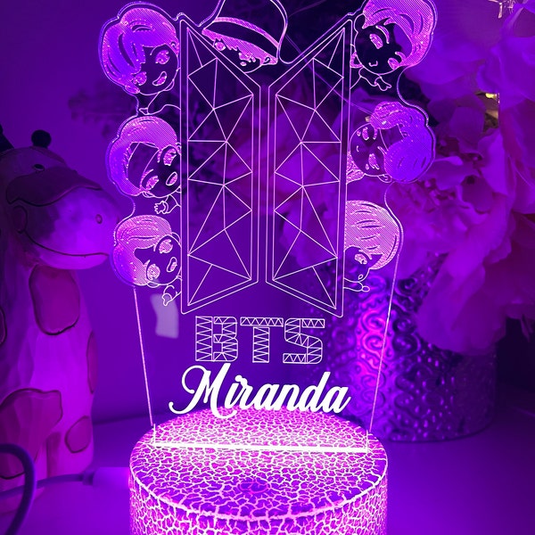 Personalised BTS bangtan boy| Band Kpop  music 3D Night Light | Table Lamp |16 Colours Remote|Birthday Gift|Decoration UNIQUE GIFT