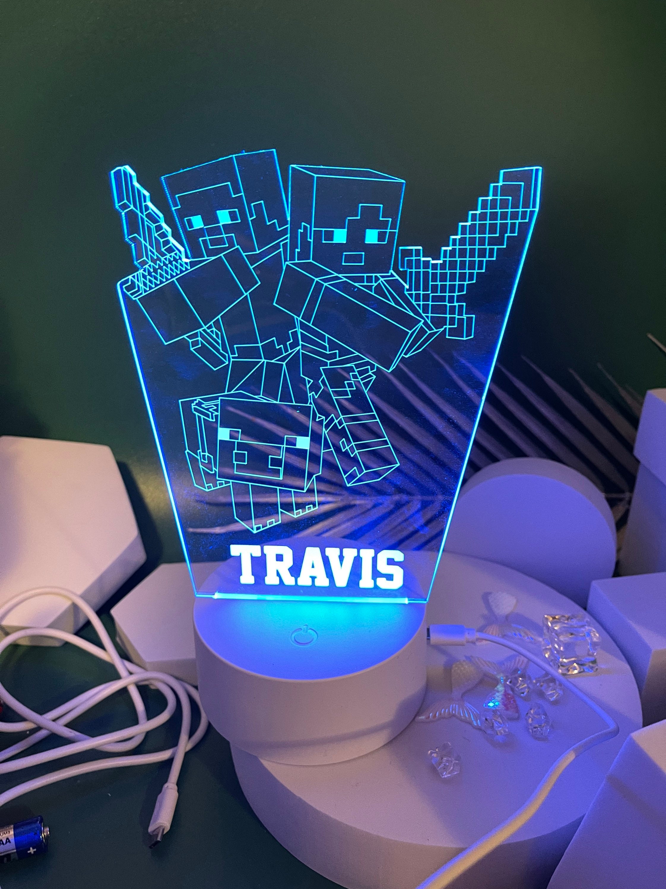 Personalised 3D Block Game table Lamp16 Colours Etsy Australia