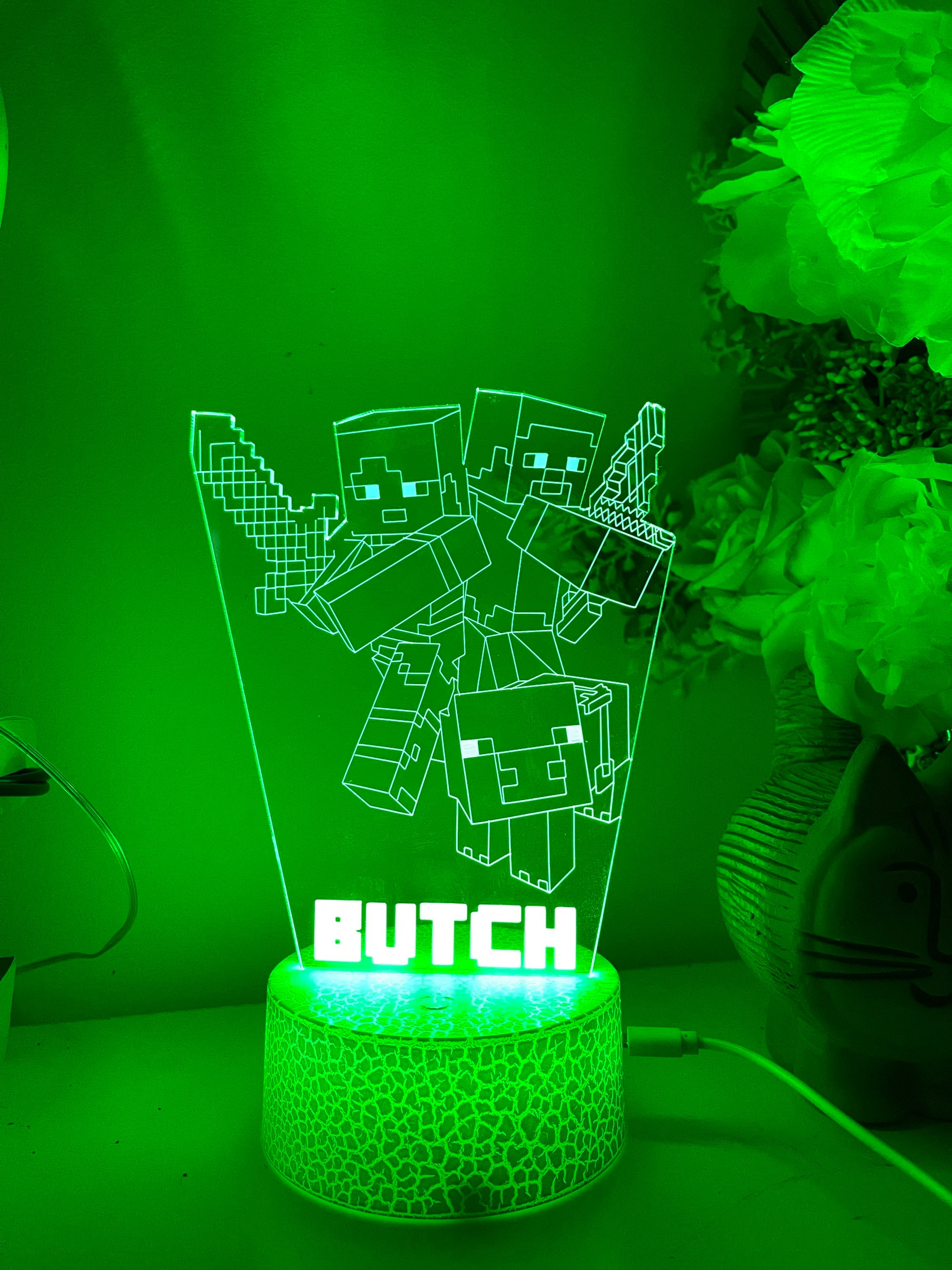 Personalised 3D Block Game table Lamp16 Colours Etsy
