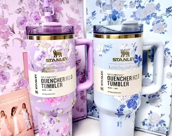 Stanley 40oz Floral Quencher | Limited Pastel Edition | Trendy Gift for Women | Large Travel Cup with Handle | stanley cup | Car Mug