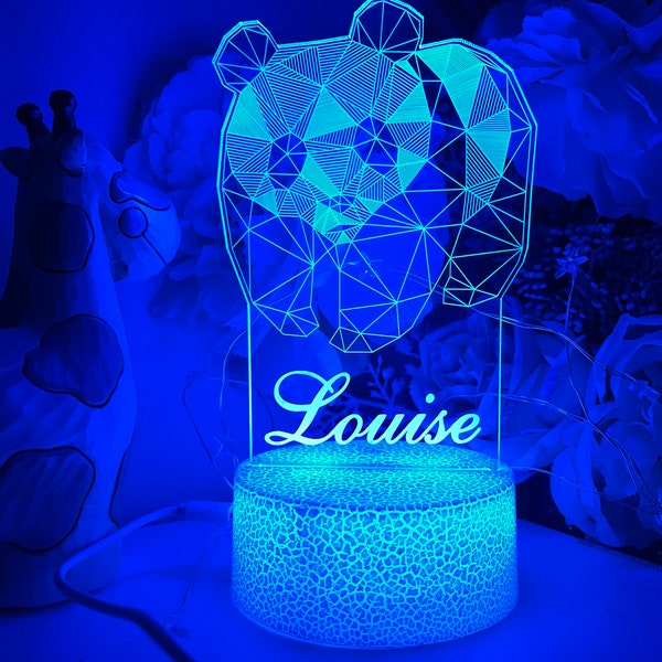 Panda 3D personnalisé |Lampe de table|Télécommande 16 couleurs|Cadeau d'anniversaire|Lampe de chambre de bébé| Veilleuse pour chambre de bébé