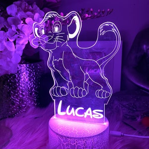 Personalised LION King |Table Lamp|16 Colours Remote|Birthday Gift|baby room lamp|Boy Keepsakes Light SUMBA
