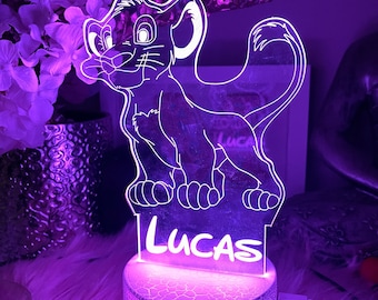 Personalised LION King |Table Lamp|16 Colours Remote|Birthday Gift|baby room lamp|Boy Keepsakes Light SUMBA