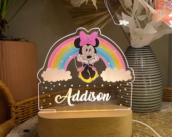 Personalized Minnie Mouse Rainbow Night Light | Kid Nursery Decor