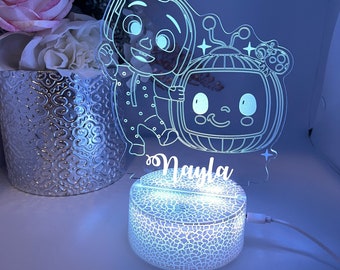 Personalised 3D Cocomelon Cartoon |Table Lamp|16 Colours Remote|Birthday Gift|Acrylic