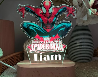 Personalized Spiderman Night Light, 16-Color Remote, 3D Acrylic