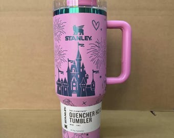Stanley Tumbler Special Gift Custom mermaid mickey Ariel Stanley Tumbler 40oz Laser Engraved Water Bottle pink
