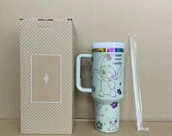 Stanley Tumbler Special Gift Custom Lilo & Stitch Stanley Tumbler 40oz Laser Engraved Water Bottle