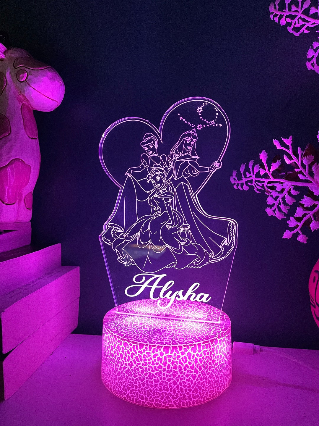 Personalized Princess LED Lamp | 16 Color Remote, Custom Night Light - Etsy