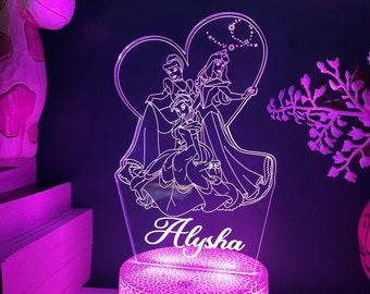 Personalised 3D Princess Disney |Table Lamp|16 Colours Remote|Birthday Gift|Room decoration unique gift| Girl table lamp