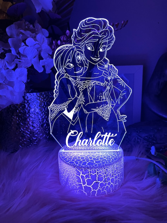 Lampe Reine des Neiges Personnalisée - Lampe Led 3D Reine des Neiges -  Veilleuse Reine des Neiges personnalisée