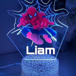 Personalised Spiderman |  Colourful  Night Light/ 16 Colours Change Remote / Birthday Gift/ Christmas Present/ 3D Acrylic