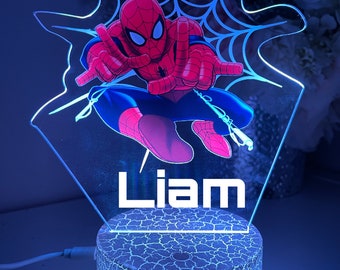 Personalised Spiderman |  Colourful  Night Light/ 16 Colours Change Remote / Birthday Gift/ Christmas Present/ 3D Acrylic