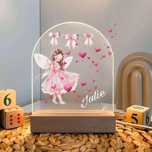 Personalised  Cute  Ballerina and Flowers Night Light |Custom Name | birthday gift | Kid nursery room| table lamp|Wooden light