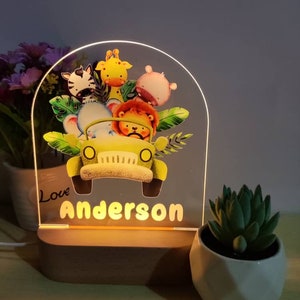 Personalised Animal and Truck Christmas |Custom Name| Birthday Gift|Wooden Base| Kid nursery Room decor