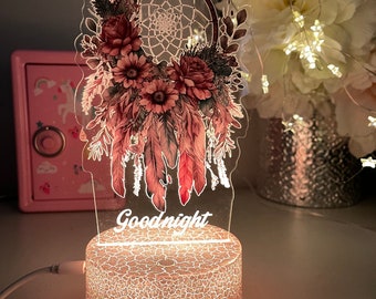 Personalised Dream catcher|  Colourful  Night Light/ 16 Colours Change Remote / Birthday Gift/ Christmas Present/ 3D Acrylic