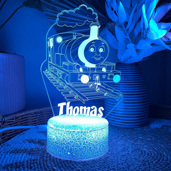 Personalised 3D Thomas Tank Engine  |Table Lamp|16 Colours Remote|Birthday Gift|Kid Decoration Lamp| Acrylic Night Light