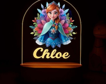 Personalized Princess Anna Night Light | Custom Nursery Decor