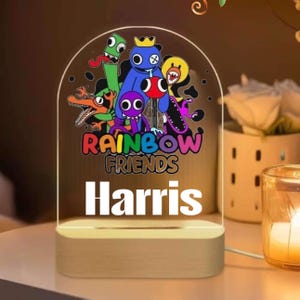 Personalised Rainbow Friend Night Light |Custom Name | birthday gift | Kid nursery room| table lamp|Wooden light
