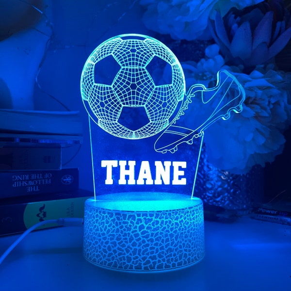Personalised SOCCER BALL  |Table Lamp|16 Colours Remote|Birthday Colours Remote|Gift Baptism Gift |Christening Gift| Room Decoration Room|
