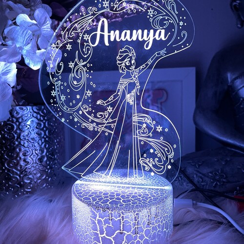 Personalised Elsa Frozen table Lamp16 Colours Etsy