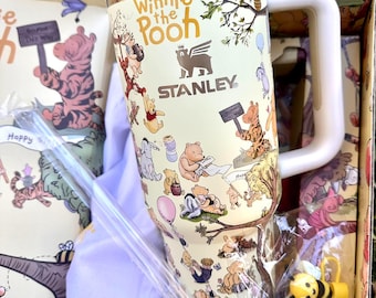Vaso térmico de Winnie Pooh y Stanley, 1,1 litros (40 oz), botella de agua personalizada con caja de regalo.